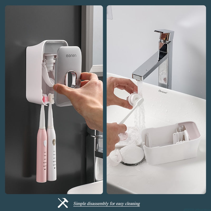 dispensador automático de creme dental com fixador de parede