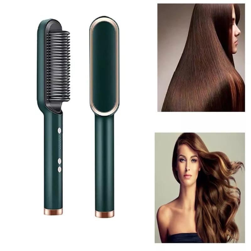 Escova modeladora de cabelo elétrica 3 em 1 - bivolt - tenha cabelos lisos, brilhantes, sedosos e saudáveis 2 x RÁPIDO!