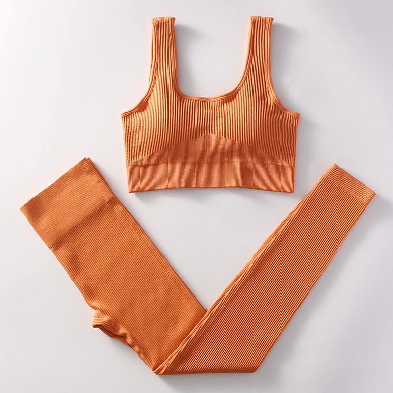 Conjunto sem costura para treinos - roupa para ginástica de cintura alta