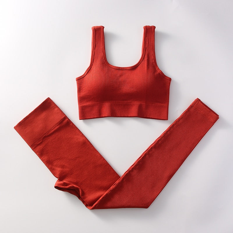 Conjunto sem costura para treinos - roupa para ginástica de cintura alta