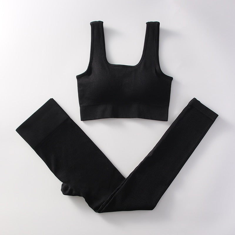 Conjunto sem costura para treinos - roupa para ginástica de cintura alta