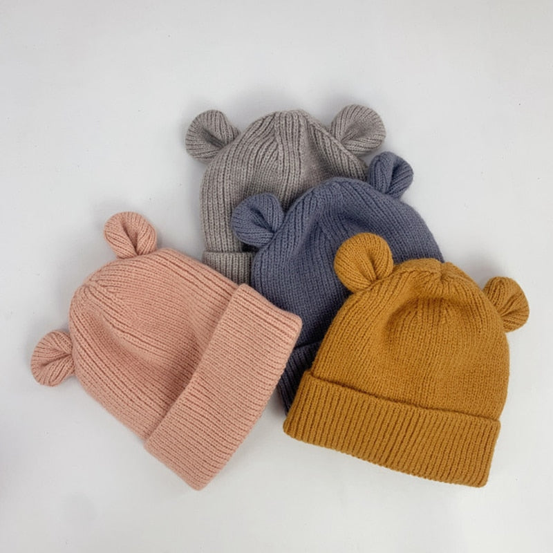 gorro para bebê orelha de urso - chapéu quente e macio infantil