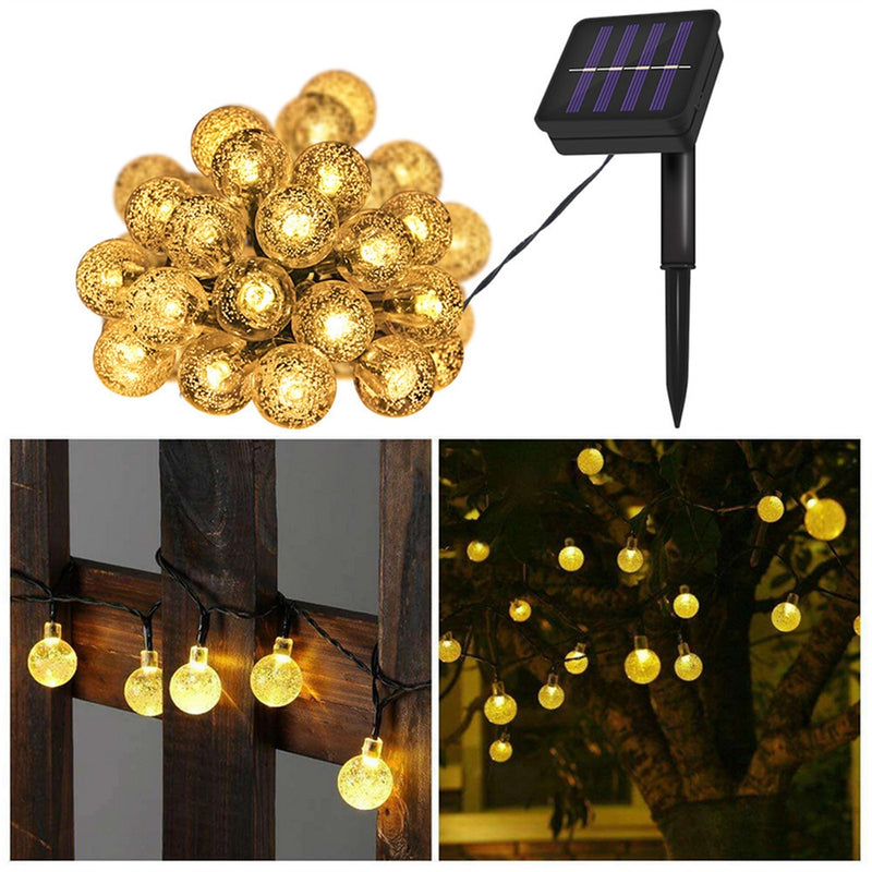 Pisca Solar Bolas Led 50 Lâmpadas 9.5m Luzes de fio à prova d'água ao ar livre Festivo , luzes de Natal