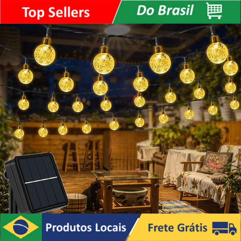 Pisca Solar Bolas Led 50 Lâmpadas 9.5m Luzes de fio à prova d'água ao ar livre Festivo , luzes de Natal