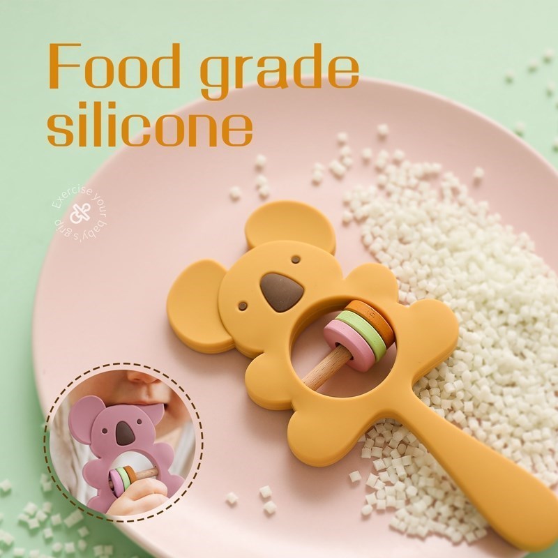 chocalho de silicone para seu bebê - mordedor e brinquedos educativos