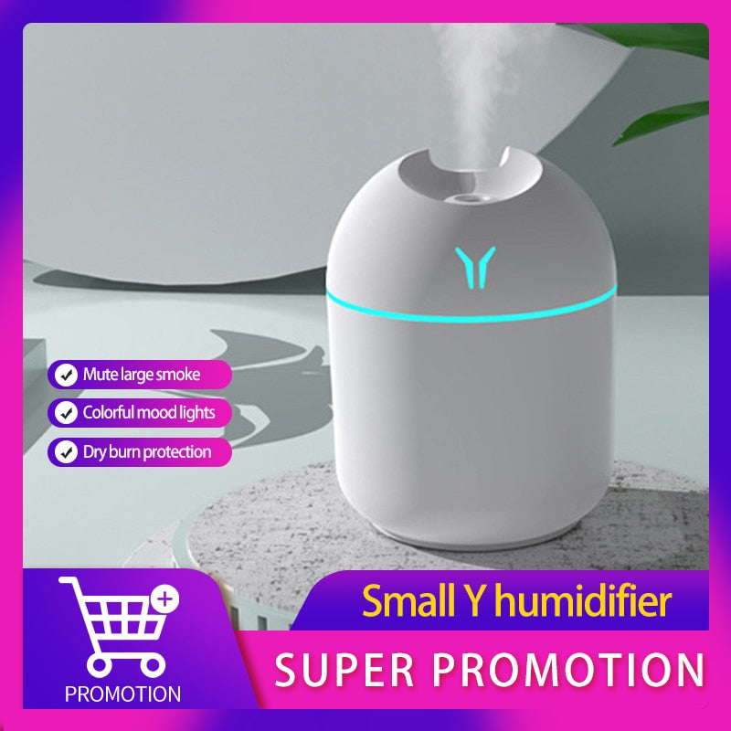 250ml mini ultra-sônica umidificador de ar luz romântica usb difusor de óleo essencial purificador de carro aroma ânion névoa fabricante com lâmpada led