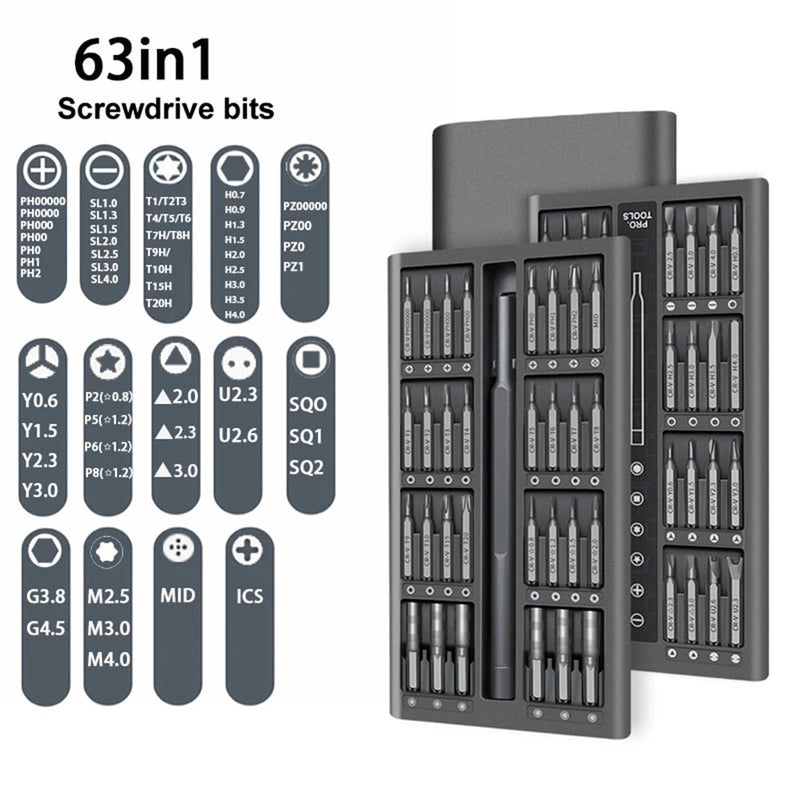 Conjunto de chave de fenda magnética profissional Kit de chave de fenda bits Precision Electric Tri Wing Torx chaves de fenda pequenas