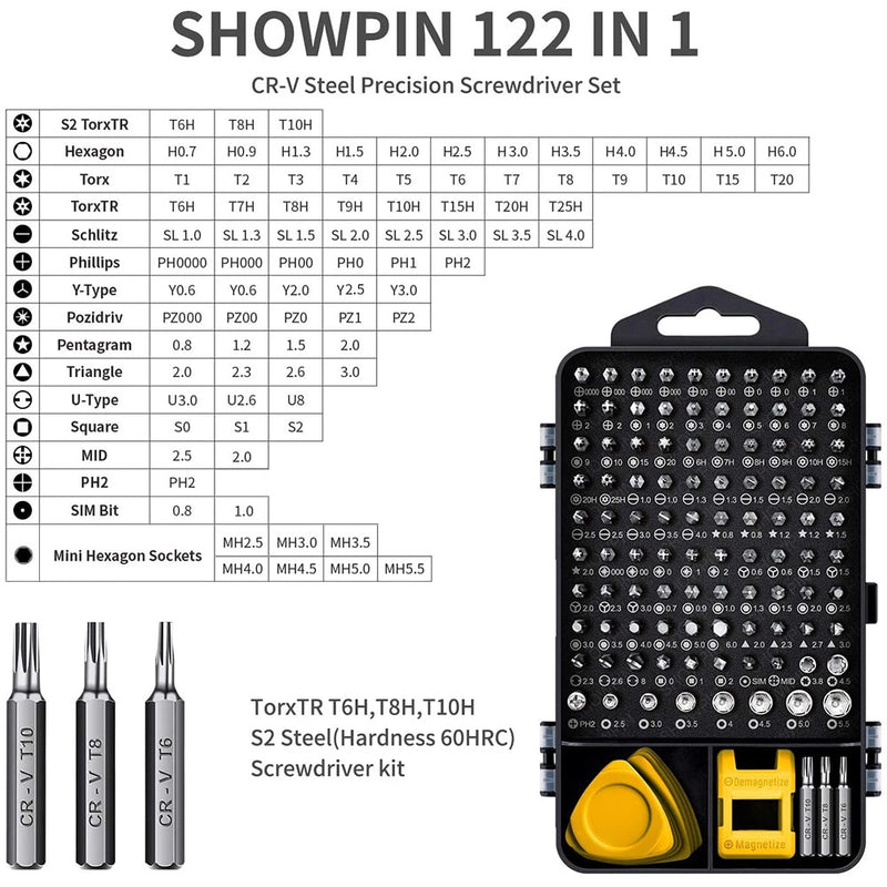 Kit 122 in 1 Magnético profissional - precisão- resistente a impacto