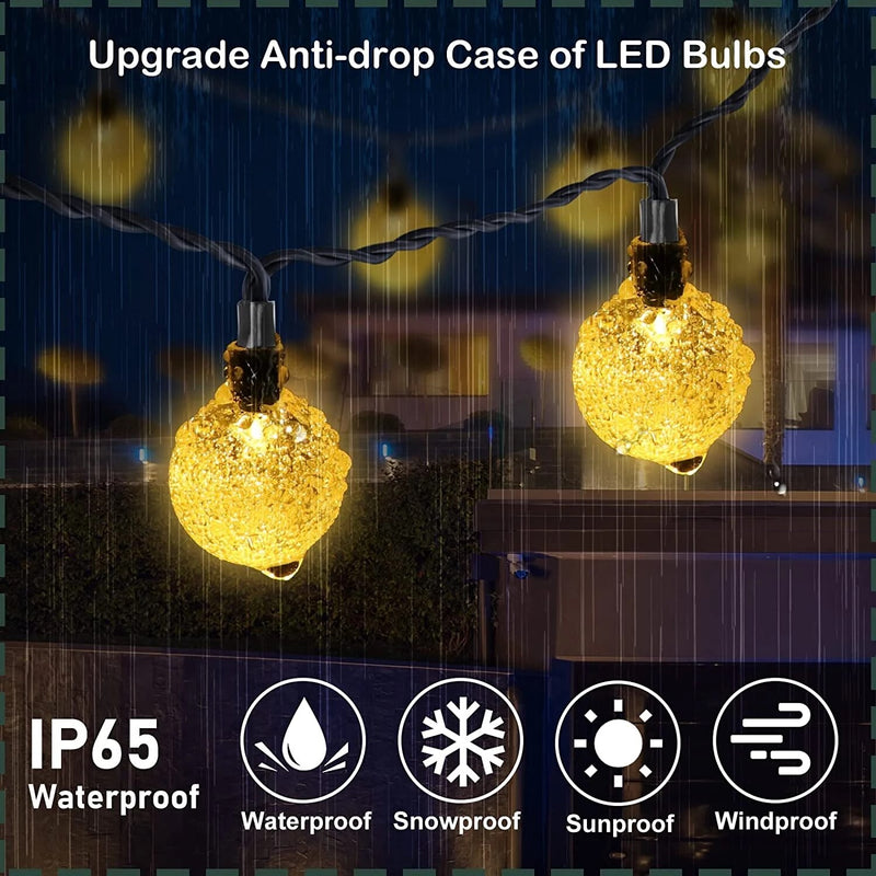 Pisca Solar Bolas Led 50 Lâmpadas 9.5m Luzes de fio à prova d'água ao ar livre Festivo , luzes de Natal